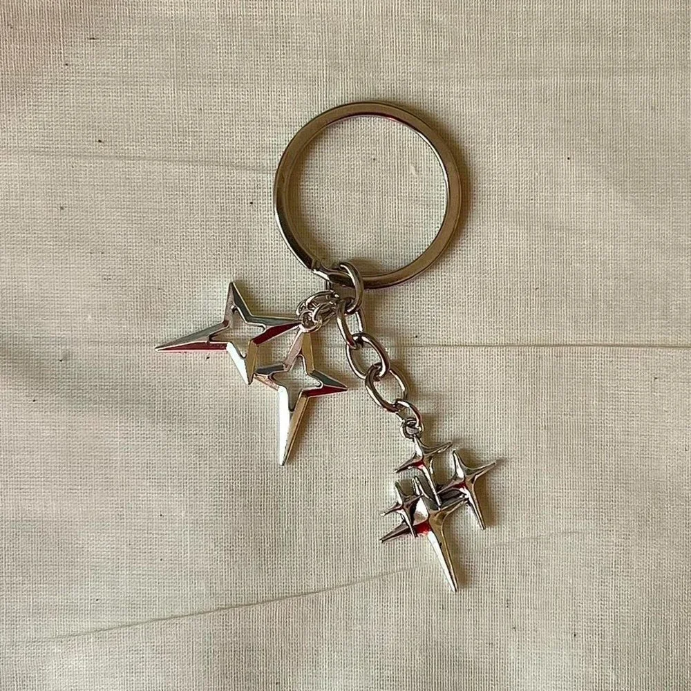 y2k 2000s triple star pendant keyring for keychain